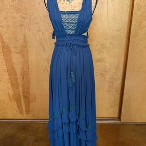 Free People Santa Maria Maxi Dress Ocean Blue Size Small